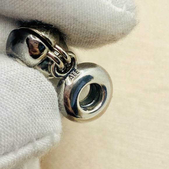 EUC Pandora 791244CZ Sterling Silver You & Me Heart Dangle Charm w/ Pink Enamel - Picture 8 of 9